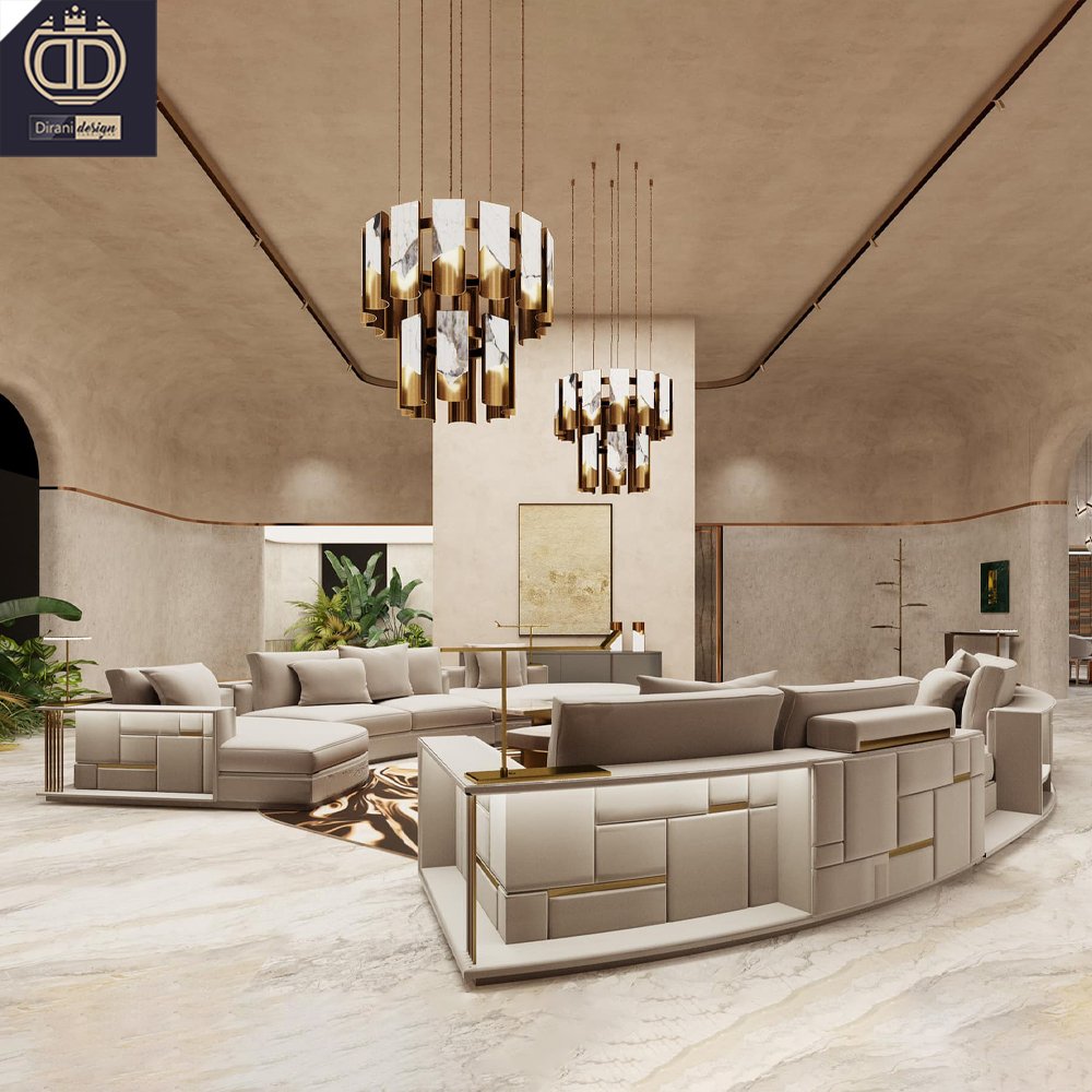 velvet leather circle round shape couch sectional sofa set furniture Italy large modern luxury design lounge semi round sofa