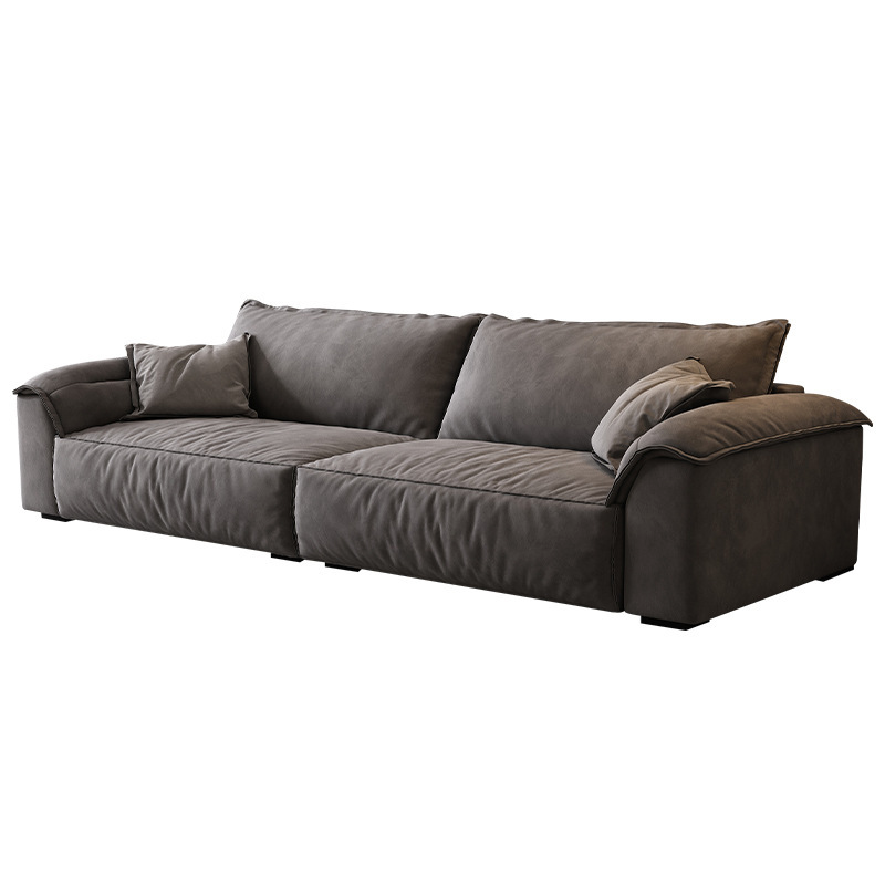 Italian modern minimalist large living room sofa set wide seat deep fabric multi-seat straight sofa