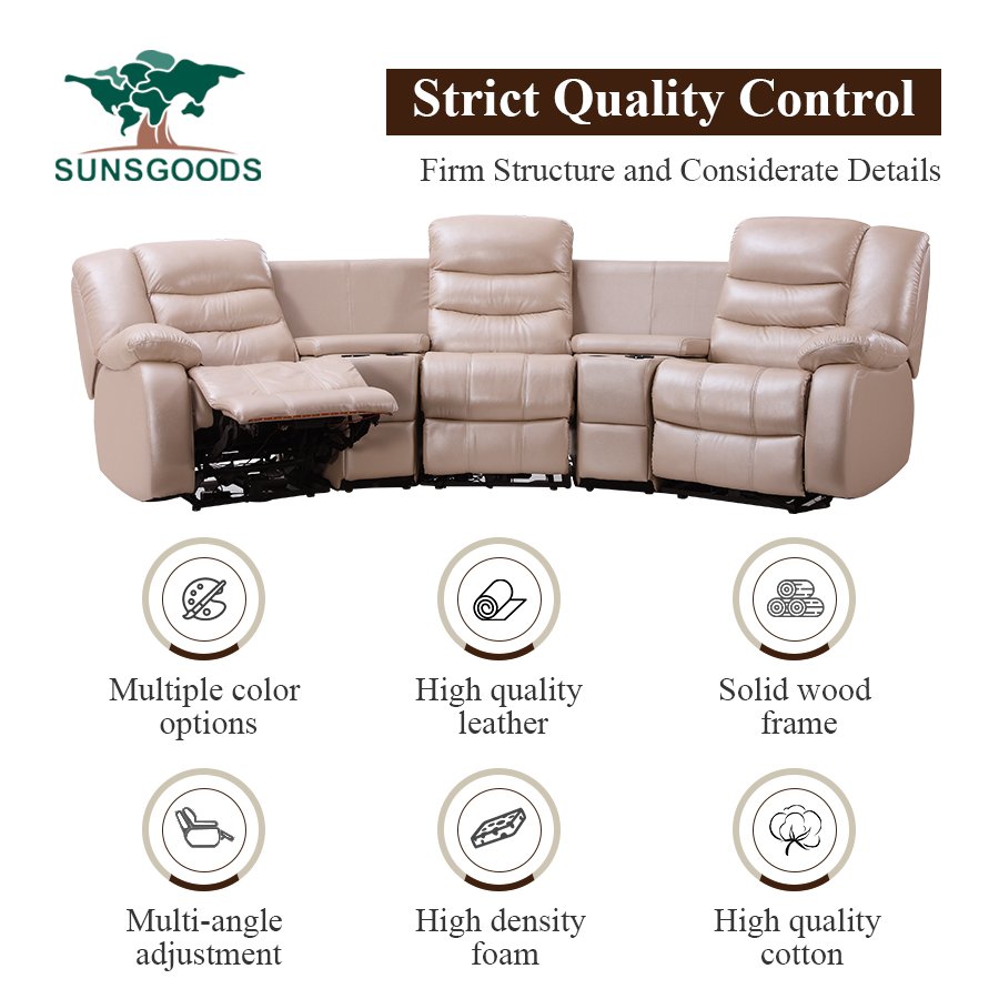 Modern Sectional Cinema Reclining Sofa Set Furniture Couch Living Room Sofa Modern Genuine Leather Home Theater Recliner Sofa