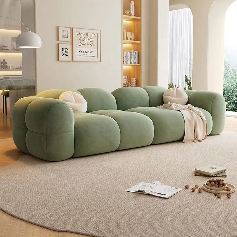 Hot sale velvet fabric recline sofa small-sized couch cream split living room sofa cat scratch cloth jelly sofa bed