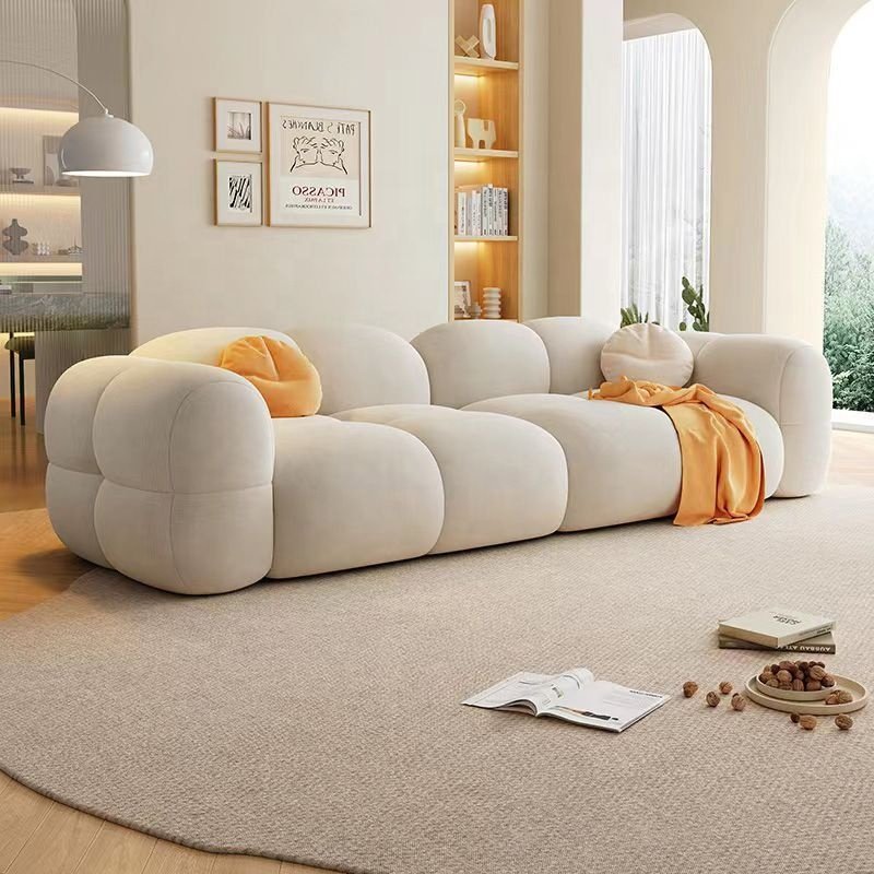 Hot sale velvet fabric recline sofa small-sized couch cream split living room sofa cat scratch cloth jelly sofa bed