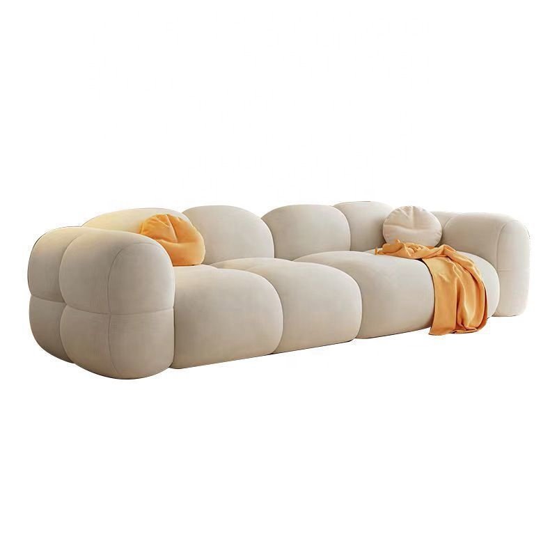 Hot sale velvet fabric recline sofa small-sized couch cream split living room sofa cat scratch cloth jelly sofa bed