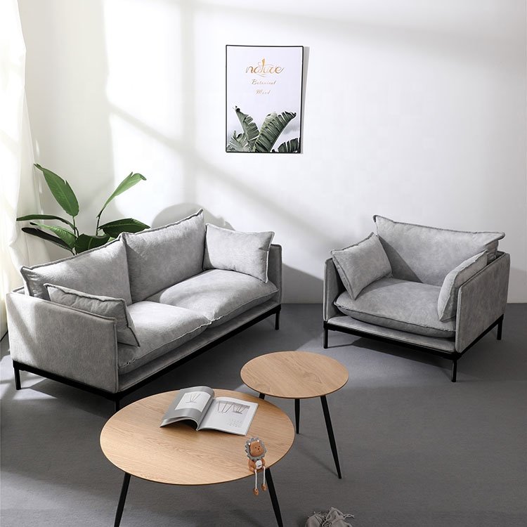 Nordic italian living room furniture hot sell grey luxury poltrona velour one seat sessel fabric sofas