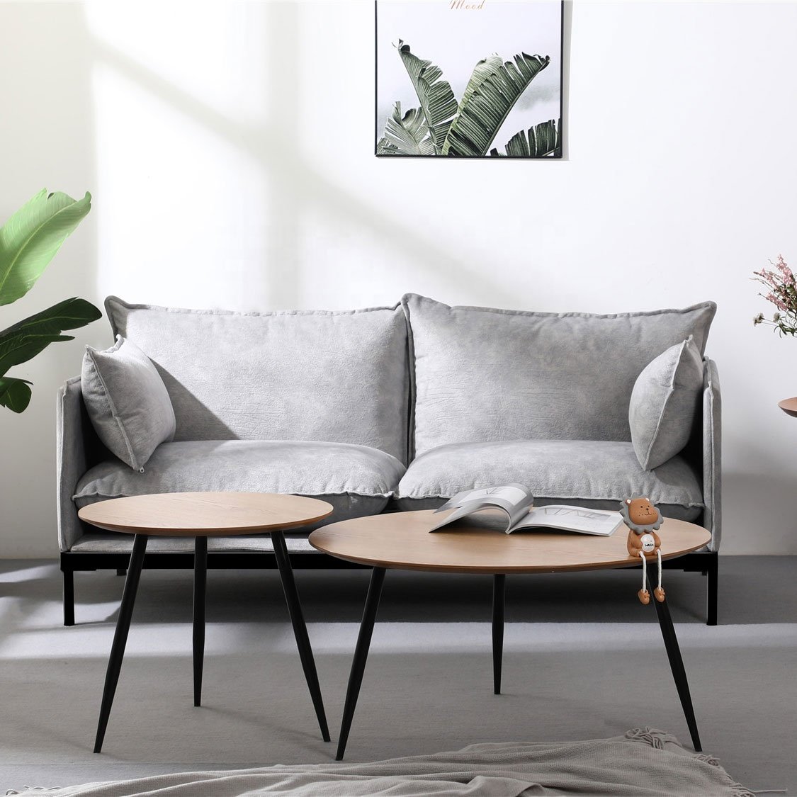 Nordic italian living room furniture hot sell grey luxury poltrona velour one seat sessel fabric sofas