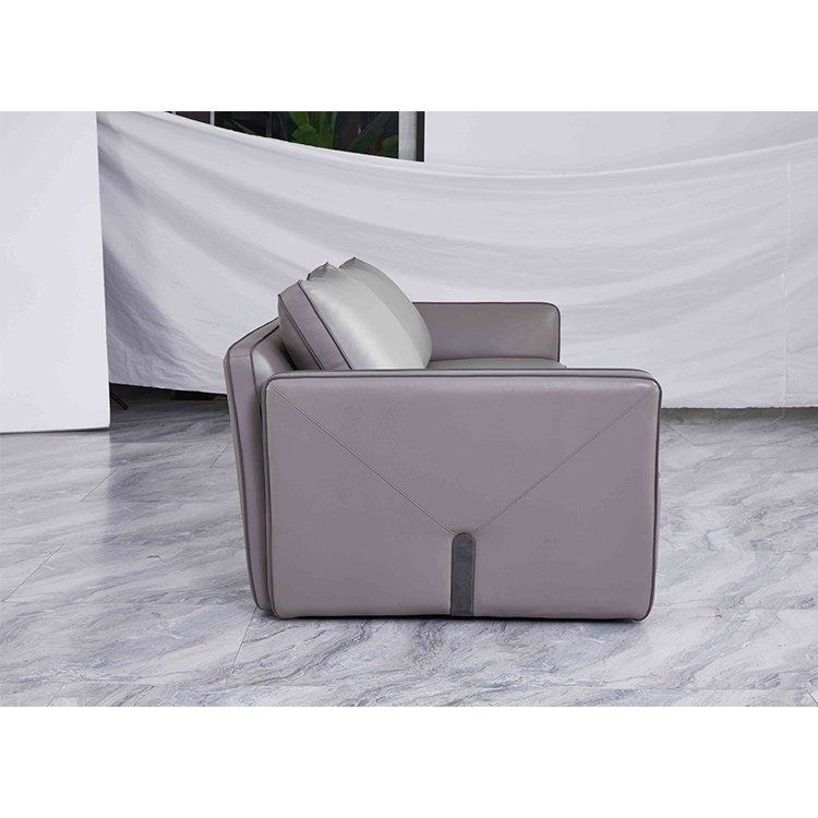 Kf Casa Stainless Steel Gray 3 Seater Genuine Leather Sofa Modern Furniture Luxury Sofa Living Room Sofa