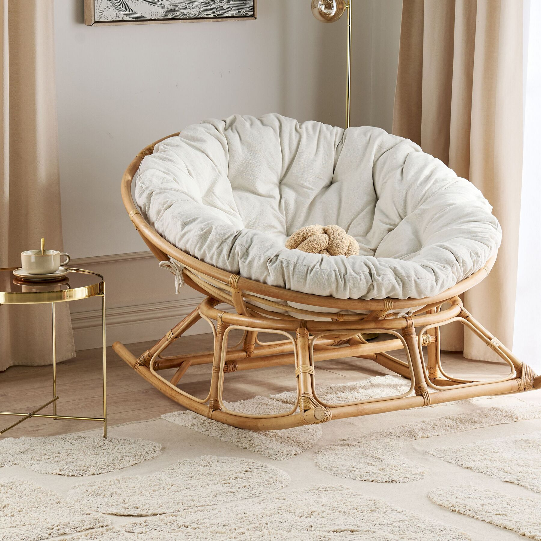 modern style original Indonesian rattan frame rocking relaxing sofa indoor rocking chairs and luxurious outdoor furniture