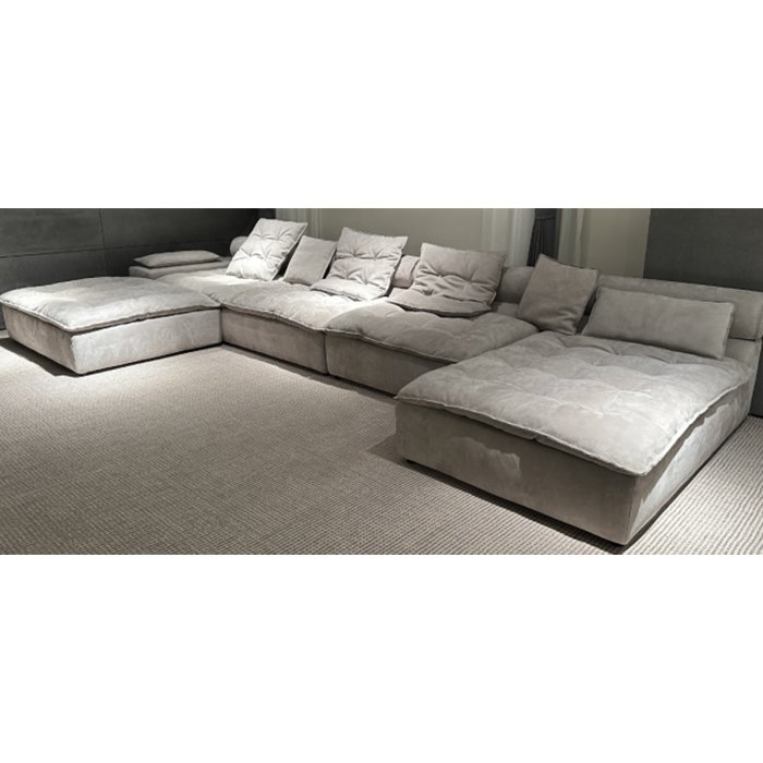 Luxury Contemporary Furniture Set Modern Gray Leather Corner Couch sofa Living Room Apartment Sectional Sofa
