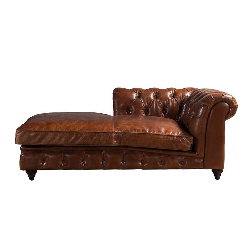 hotel furniture vintage genuine leather chesterfield couch living room sofa chesterfield leather sofa L shape 3 seat with chaise
