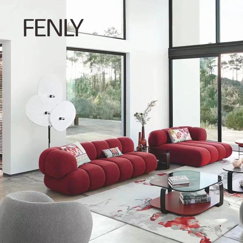 New Luxury Italian Design Leather Sectional Sofa Set Hot Modern Velvet Home or Office Furniture with Wood Accents