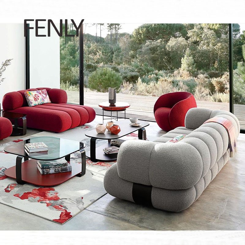New Luxury Italian Design Leather Sectional Sofa Set Hot Modern Velvet Home or Office Furniture with Wood Accents