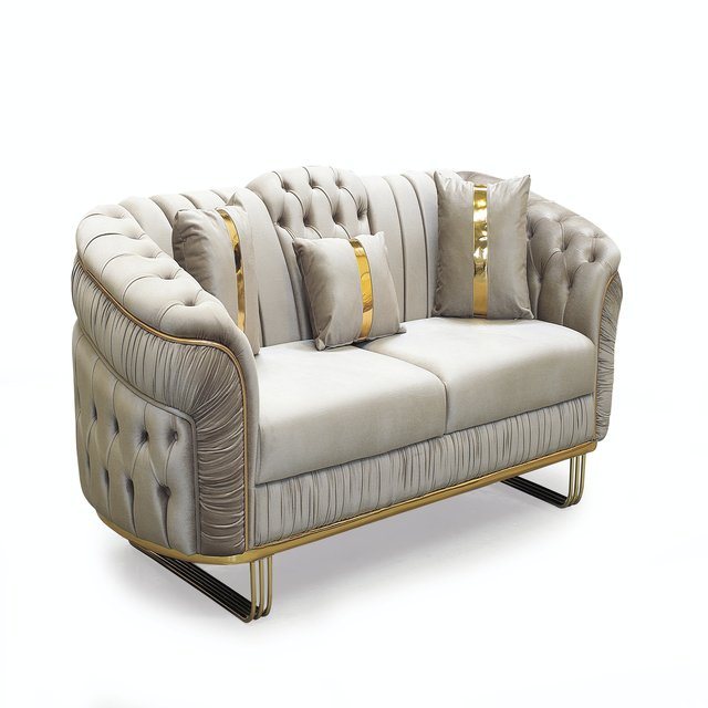 Modern Velvet Tufted Section Sofa Set Chesterfield Style Living Room Furniture with Wood for Home and Kitchen Use