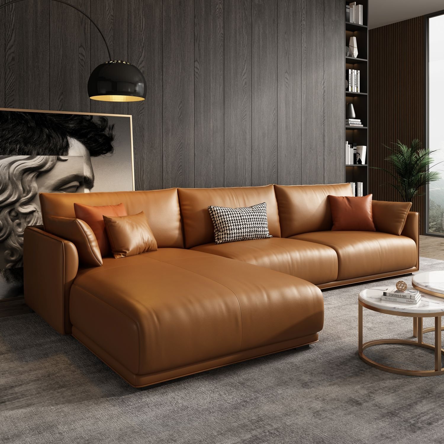 Wholesale modern sofa couch l shaped sofa set living room furniture italian genuine leather sofa