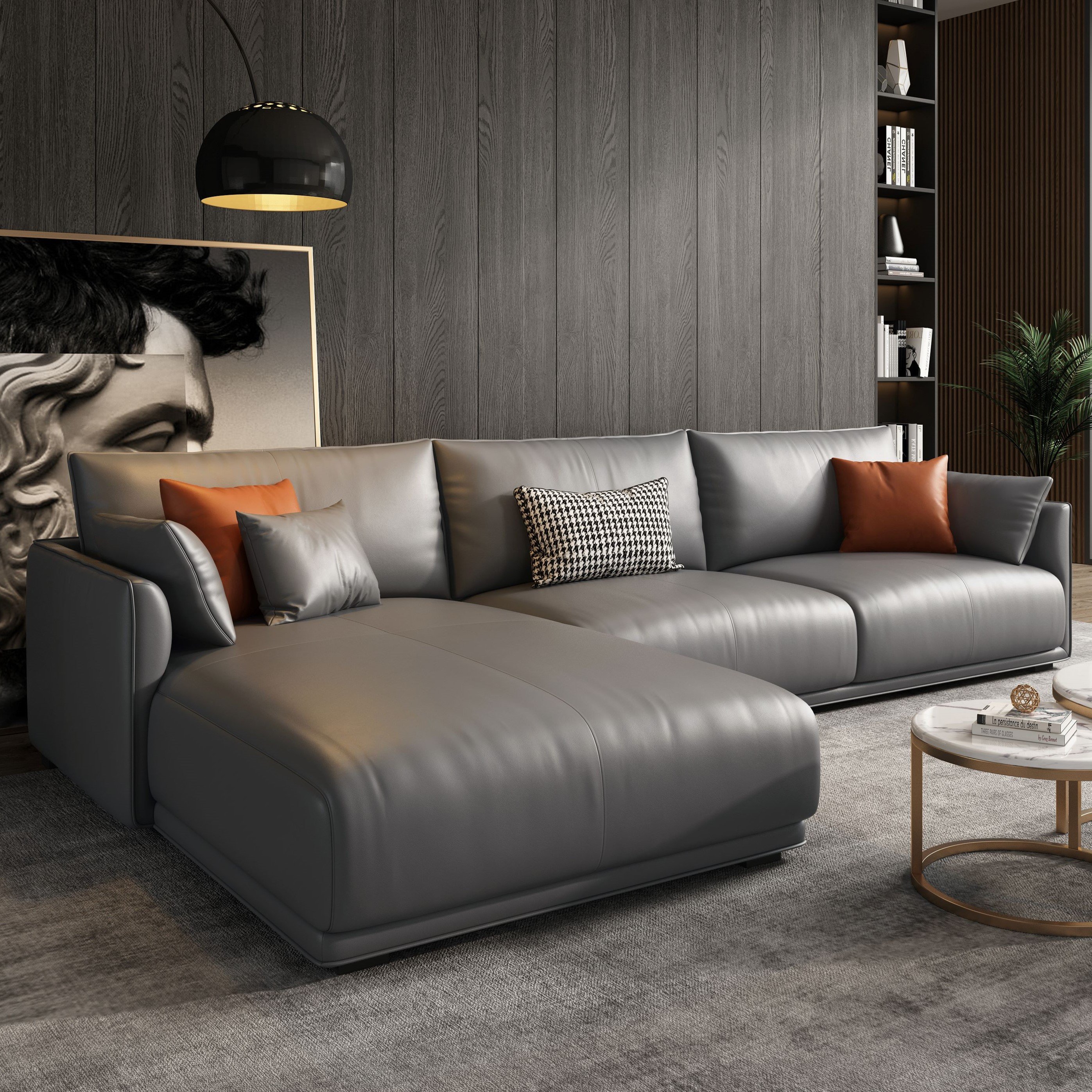 Wholesale modern sofa couch l shaped sofa set living room furniture italian genuine leather sofa