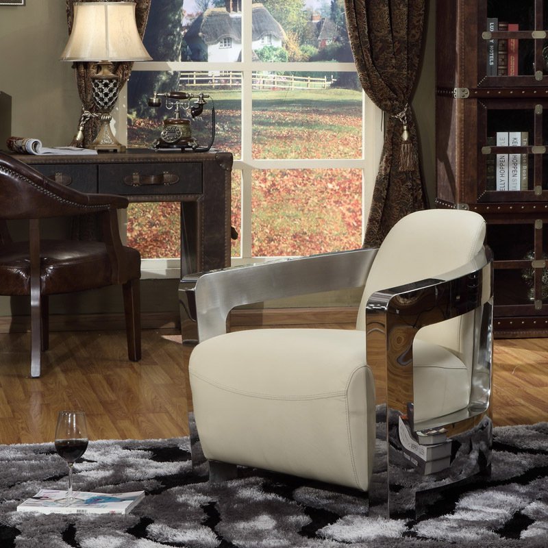 retro industrial Chair Loft Style Chair living room stainless steel shiny frame sofa retro industrial aviator chair