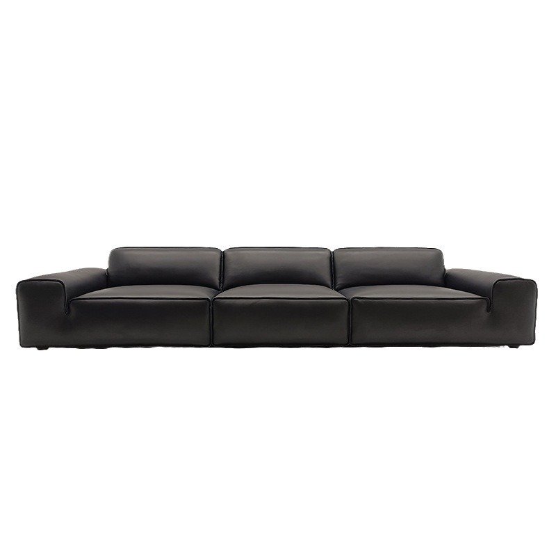 Xia Tu Shi Zeng Full Grain Cowhide Italian Leather Sofa Set Big Black Cow Full Green Leather Living Room Bed Module Wood Modular