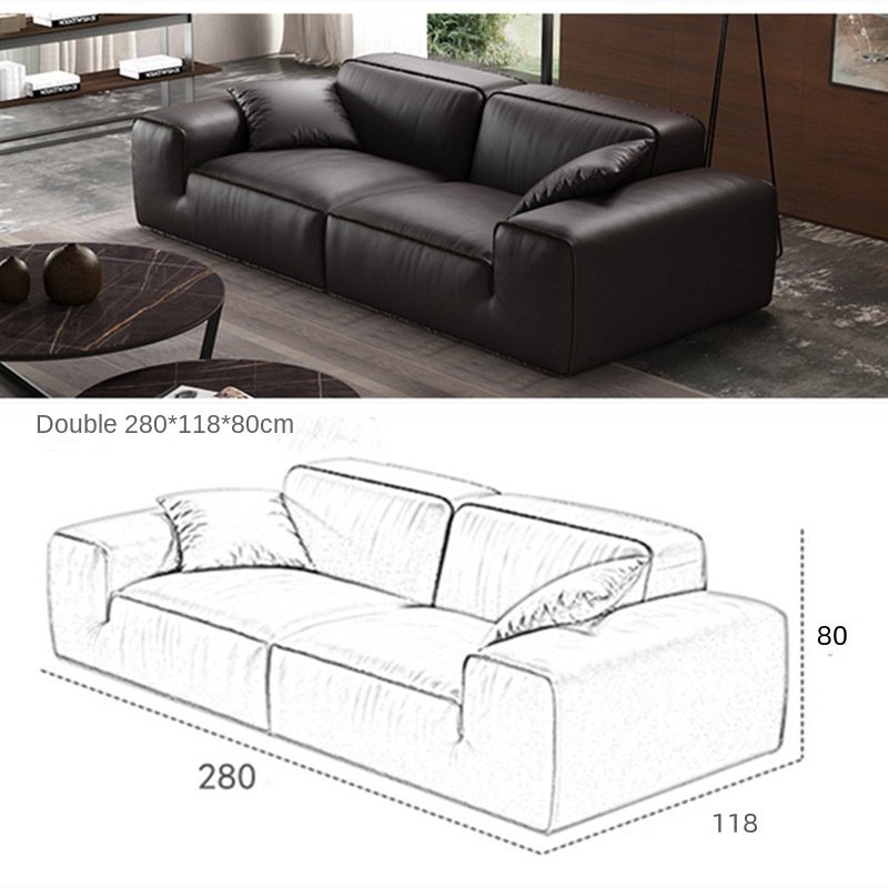 Xia Tu Shi Zeng Full Grain Cowhide Italian Leather Sofa Set Big Black Cow Full Green Leather Living Room Bed Module Wood Modular