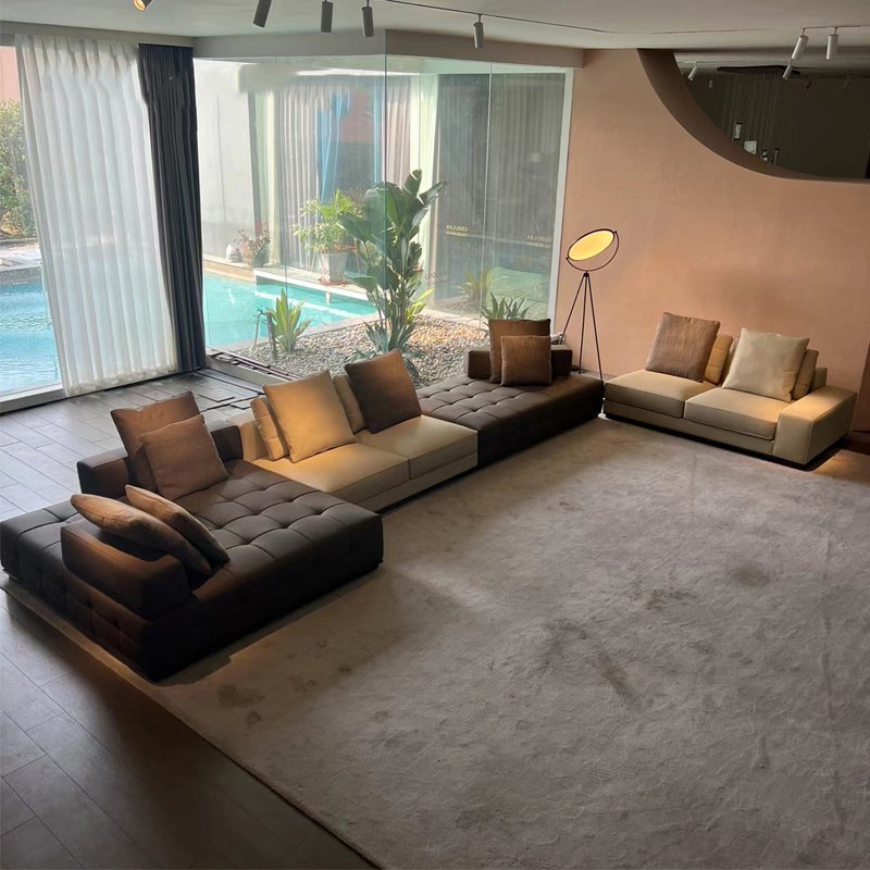 Lawrence Italian simple L-shaped luxury cowhide sofa comfortable living room modular sofa corner sofa set furniture