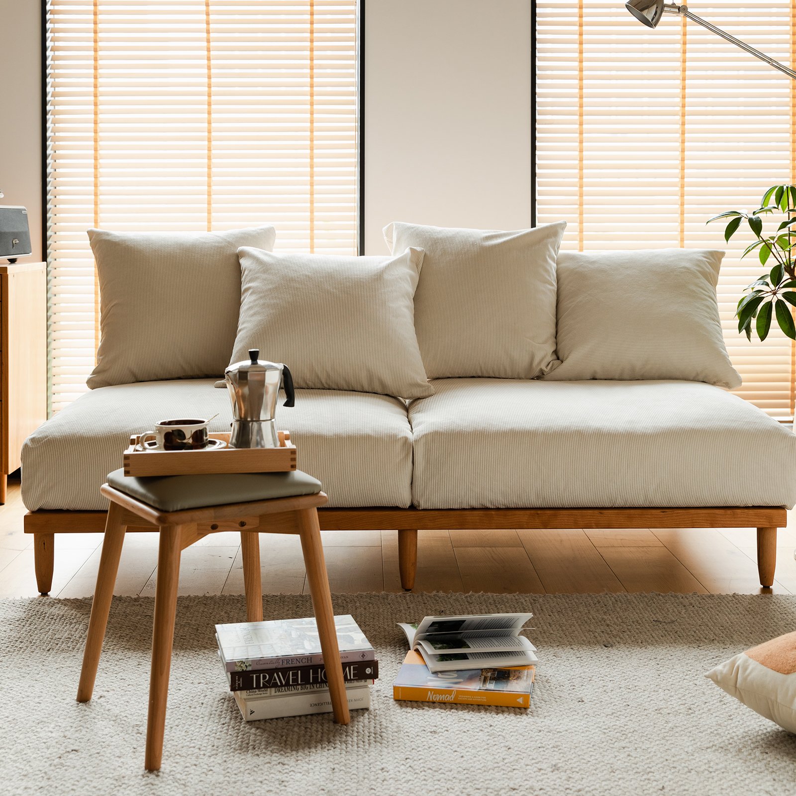 Half House Detachable washable design white corduroy/linen couch lounge luxury living room set sofa