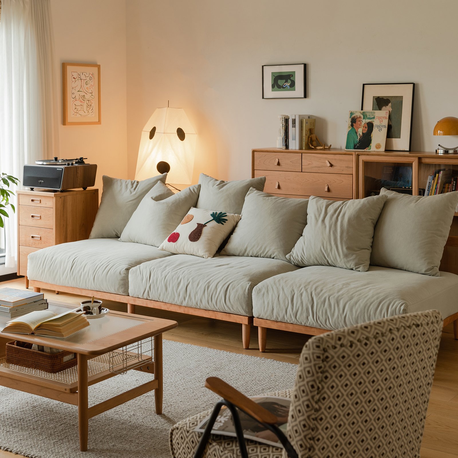 Half House Detachable washable design white corduroy/linen couch lounge luxury living room set sofa