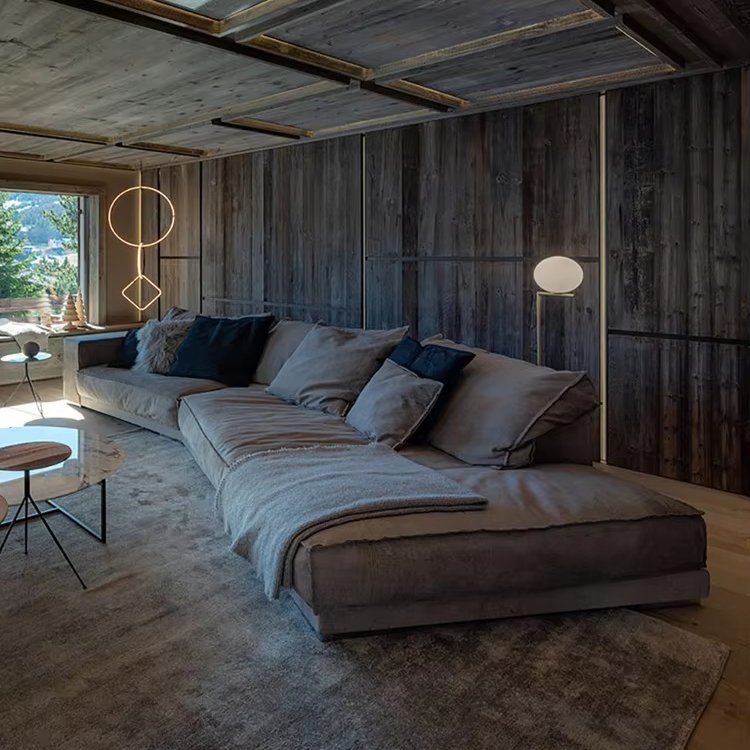 Modern Italian Minimalist Budapest Matte Fabric Sofa Living Room Large Corner Shaped Sofa