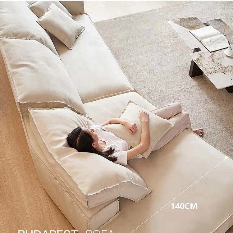 Modern Italian Minimalist Budapest Matte Fabric Sofa Living Room Large Corner Shaped Sofa