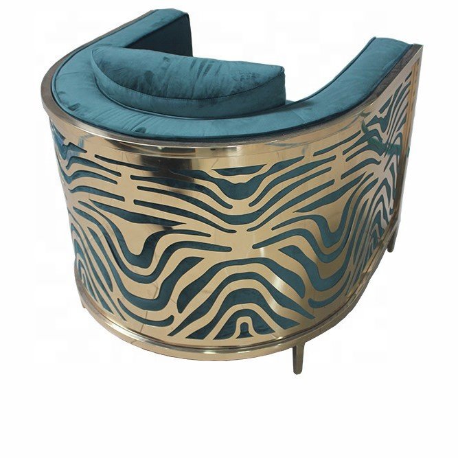 Modern Single Seater Living Room Sofa Set Golden Stainless Steel Luxury Velvet Dubai Dining Bedroom Furniture Zebra sofa