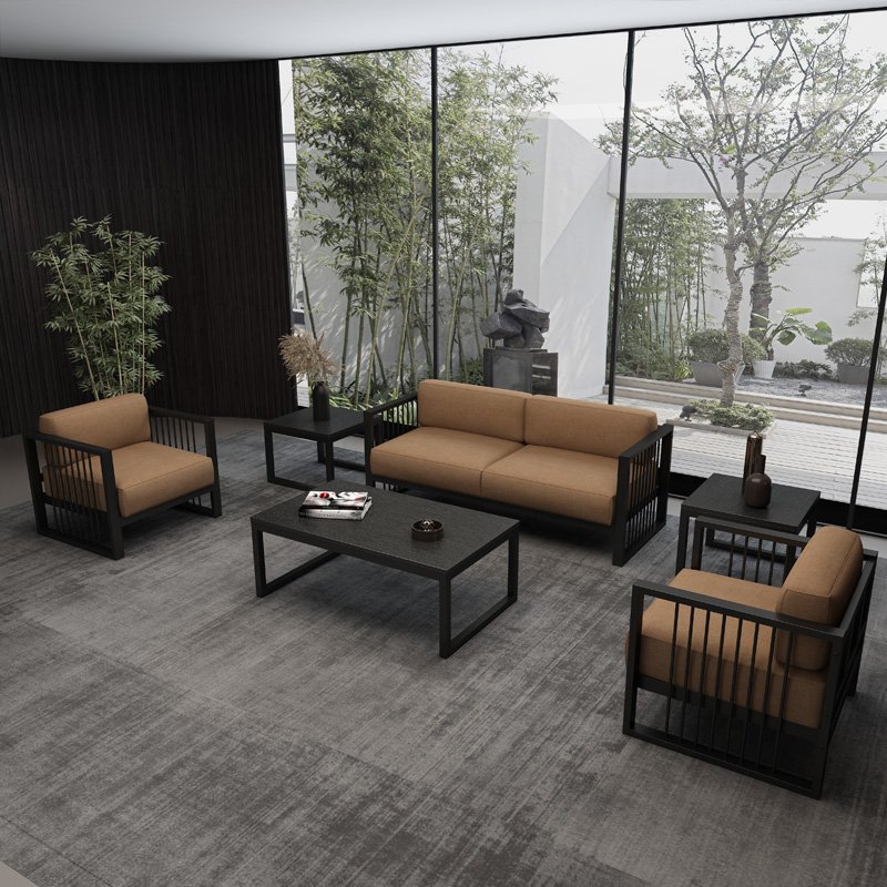 Sofa Iron Frame Nordic Small Apartment Modern Simple Iron Double Three Office Sofa Set Furniture Living Room Living Room Sofa