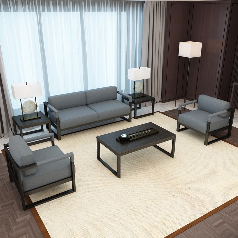 Sofa Iron Frame Nordic Small Apartment Modern Simple Iron Double Three Office Sofa Set Furniture Living Room Living Room Sofa