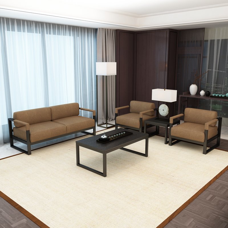 Sofa Iron Frame Nordic Small Apartment Modern Simple Iron Double Three Office Sofa Set Furniture Living Room Living Room Sofa