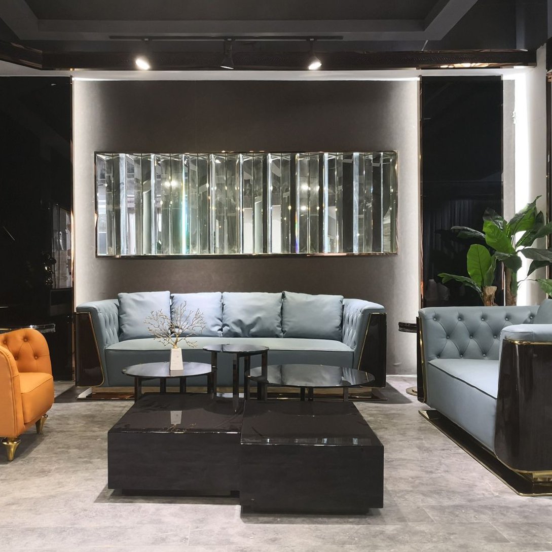 High-end custom home furniture luxury sofa modern soft interior leather velvet fabric living room sofas
