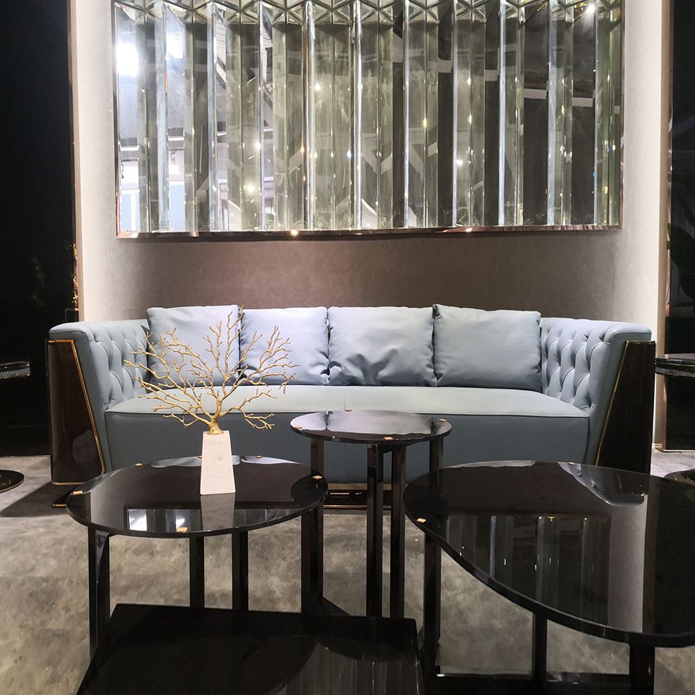 High-end custom home furniture luxury sofa modern soft interior leather velvet fabric living room sofas