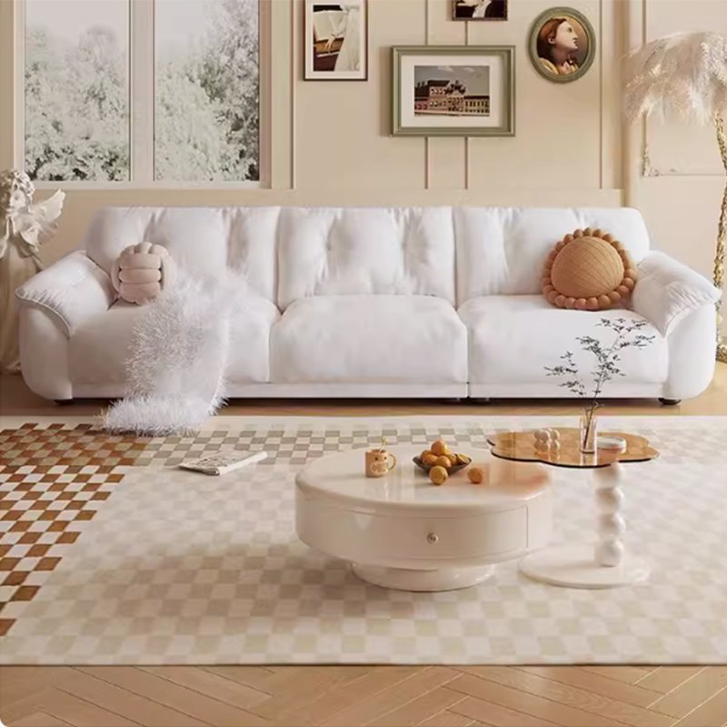 SUKE French Cream Style Living Room Sofas Luxury Modern Genuine Leather Modern Simple Cloud Down Sofa