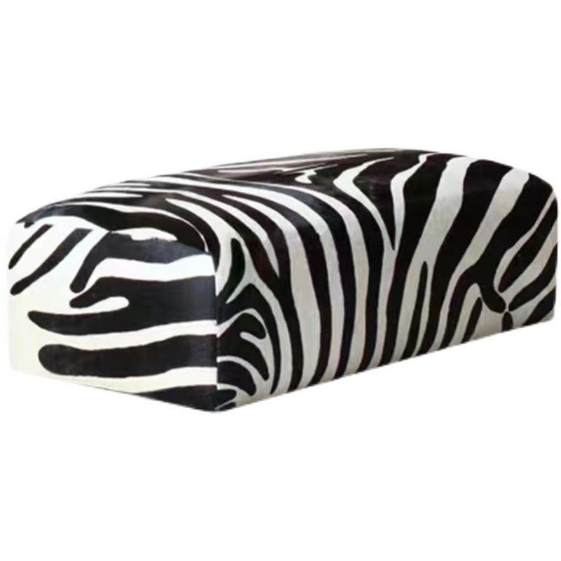 Modern Luxury Zebra Print Entryway Bench for Shoe Changing in Hallway, Villa Living Room, Model Room Sofa Footstool