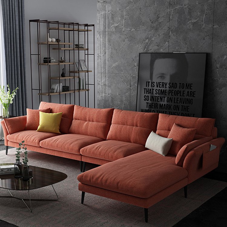 Italian style l shape fabric corner living room sofa