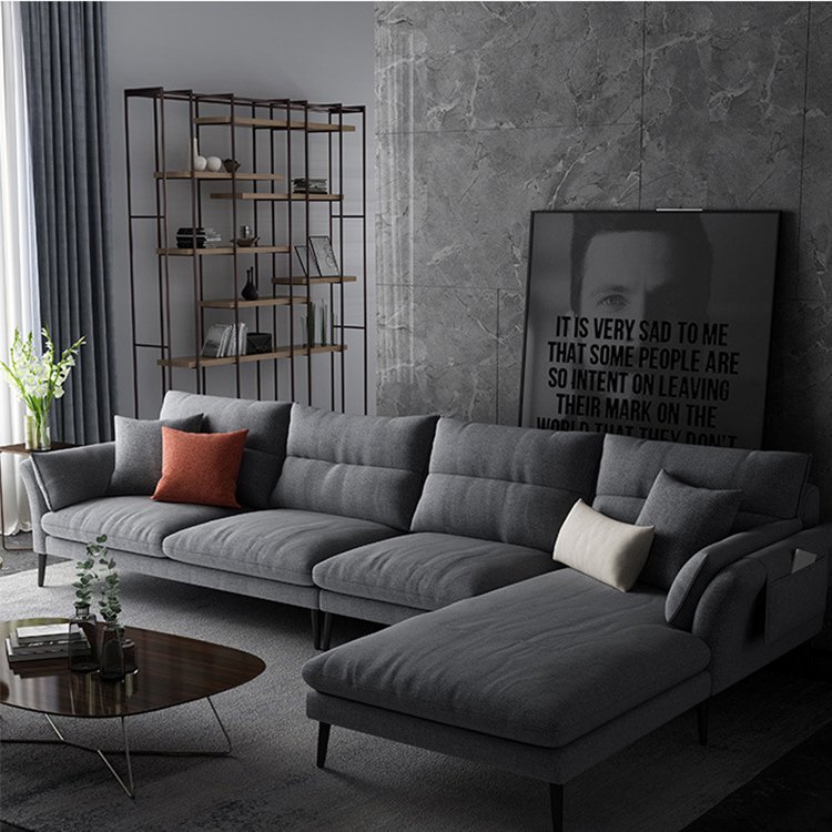 Italian style l shape fabric corner living room sofa