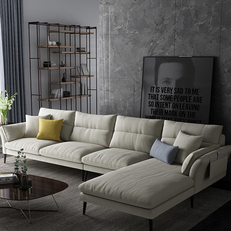 Italian style l shape fabric corner living room sofa