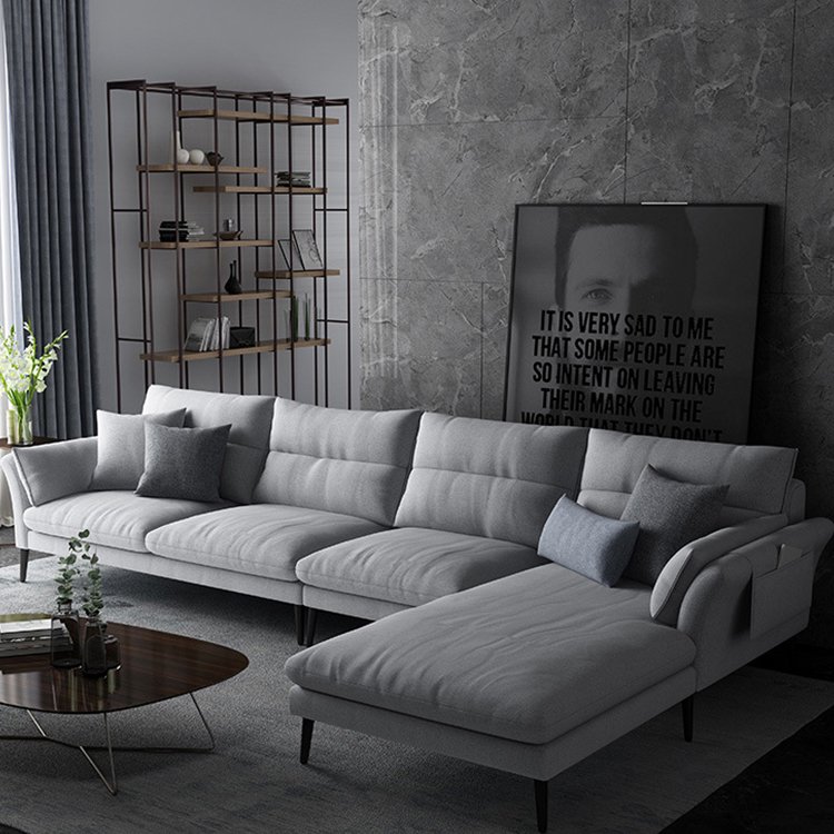Italian style l shape fabric corner living room sofa