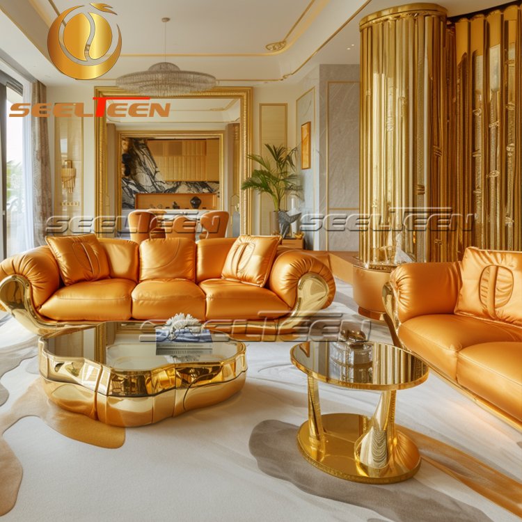 Orange Lounge Furniture Sofa Set Modern Luxury Living Room Sofa