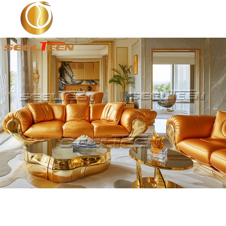 Orange Lounge Furniture Sofa Set Modern Luxury Living Room Sofa