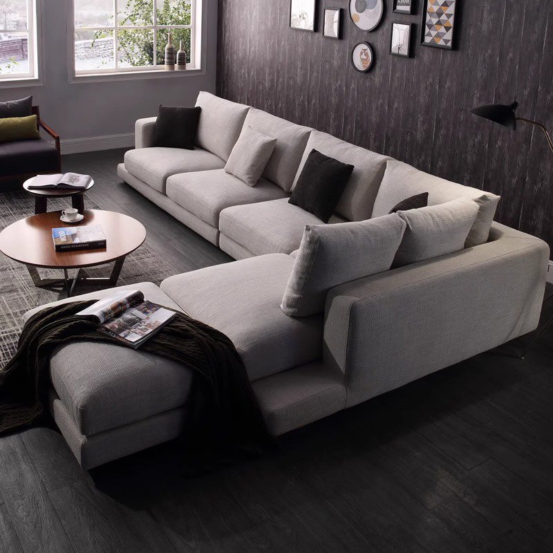 Modern Living Room Furniture Sofa Set Nordic Tech Fabric L shape Sectional sofas