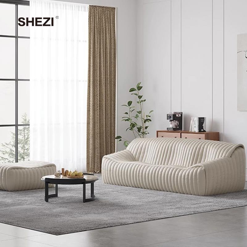SHEZI New Nordic Sleep Style Simple Fabric Leather Sofa Home Furniture Modern Minimalist Leisure Single Lounge Living Room Sofa