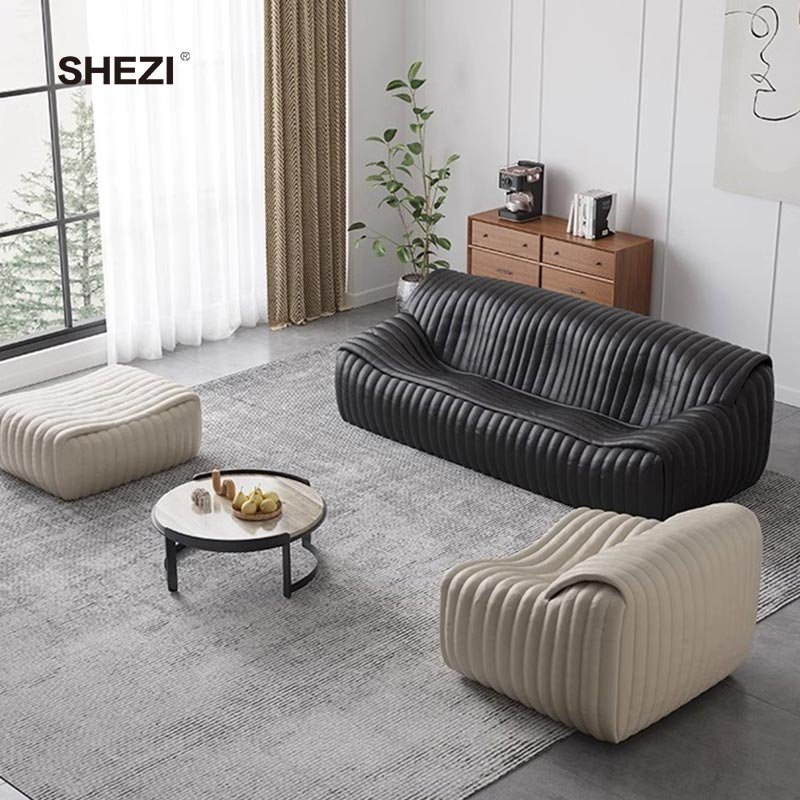 SHEZI New Nordic Sleep Style Simple Fabric Leather Sofa Home Furniture Modern Minimalist Leisure Single Lounge Living Room Sofa