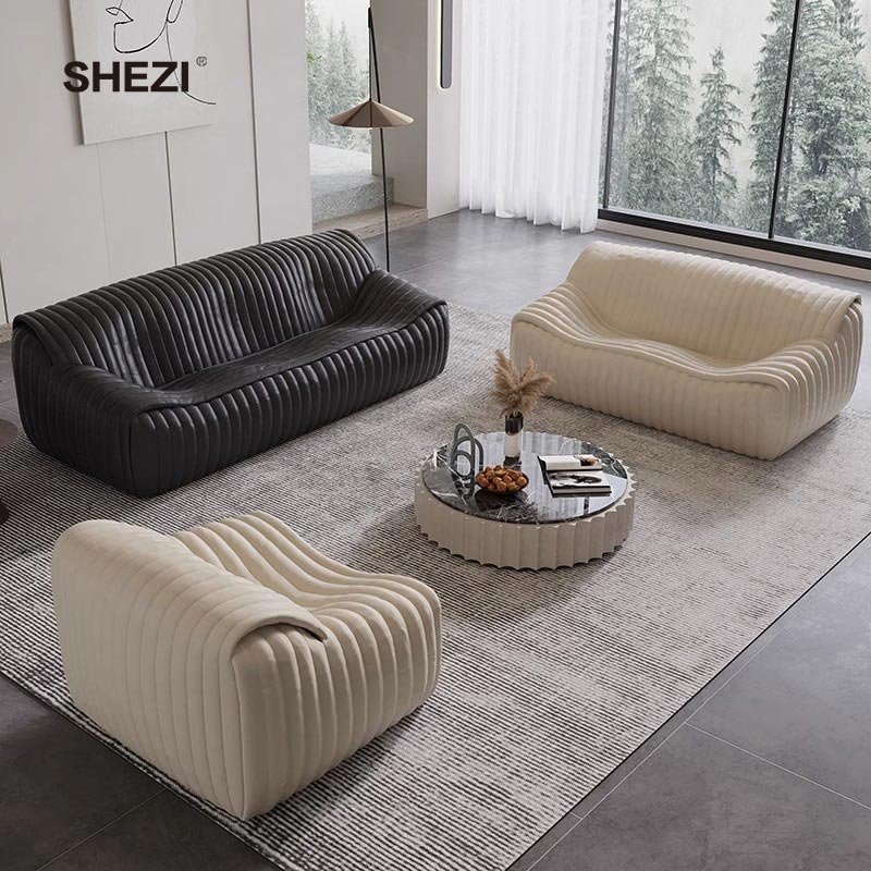 SHEZI New Nordic Sleep Style Simple Fabric Leather Sofa Home Furniture Modern Minimalist Leisure Single Lounge Living Room Sofa