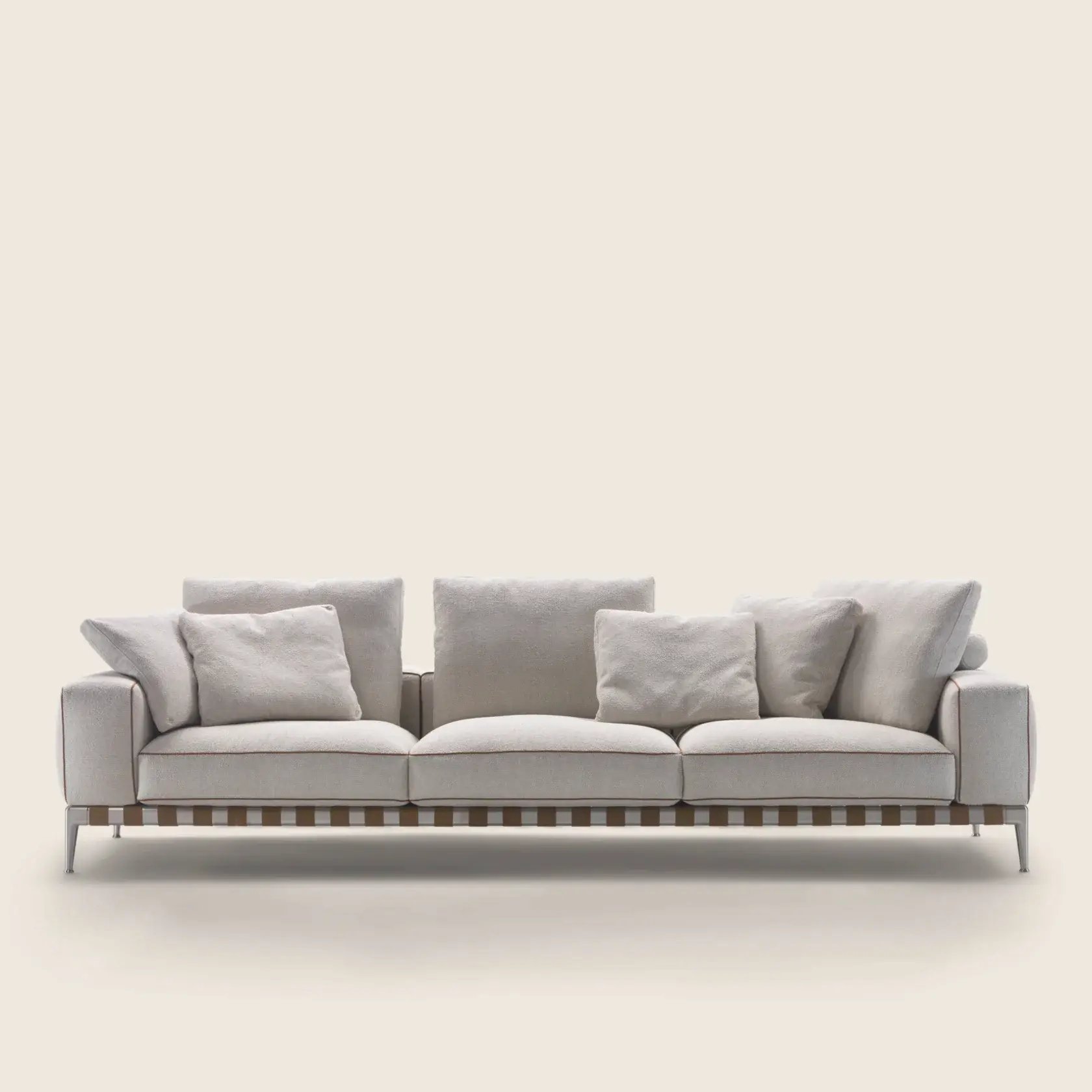 Elefante Italian Fabric Japandi living room sofas Japanese with Headrest Goose Down Feather Cushion Simple Couch I Shape Sofa