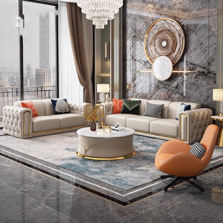 Luxury Contemporary Living Room Sofa Set Modern Chesterfield Couches Stylish Sofas for Home Villa Living room Furniture