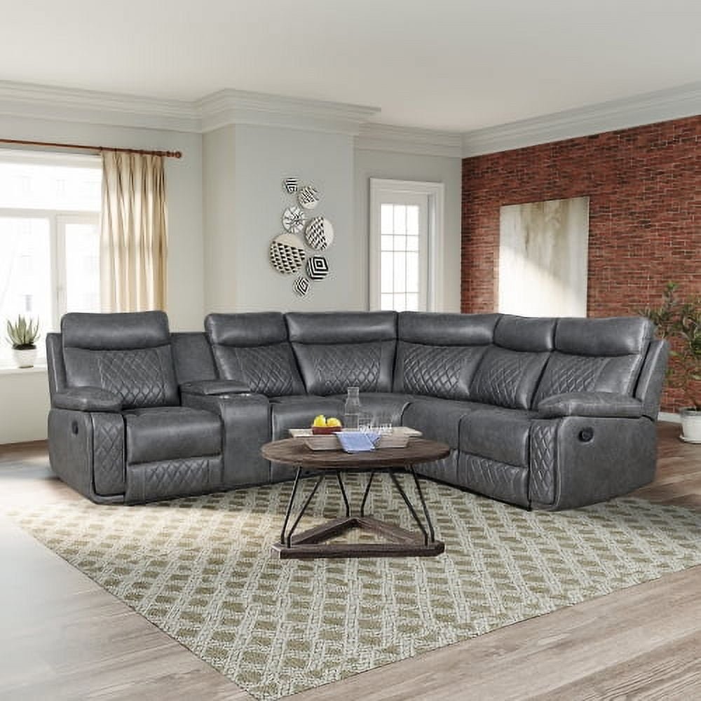 CY Factory OEM Modern Design Air Breathable Leather Corner Manual Recliner Sofa Set Sectional Sofa For Living Room