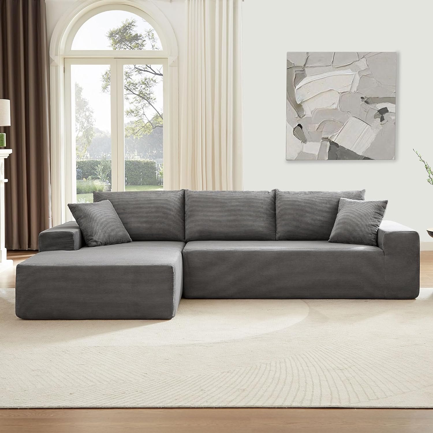 High Quality Living Room Sofas Compression Sofas Salon Beige Combination Couch Living Room I/L-Shape Sofa