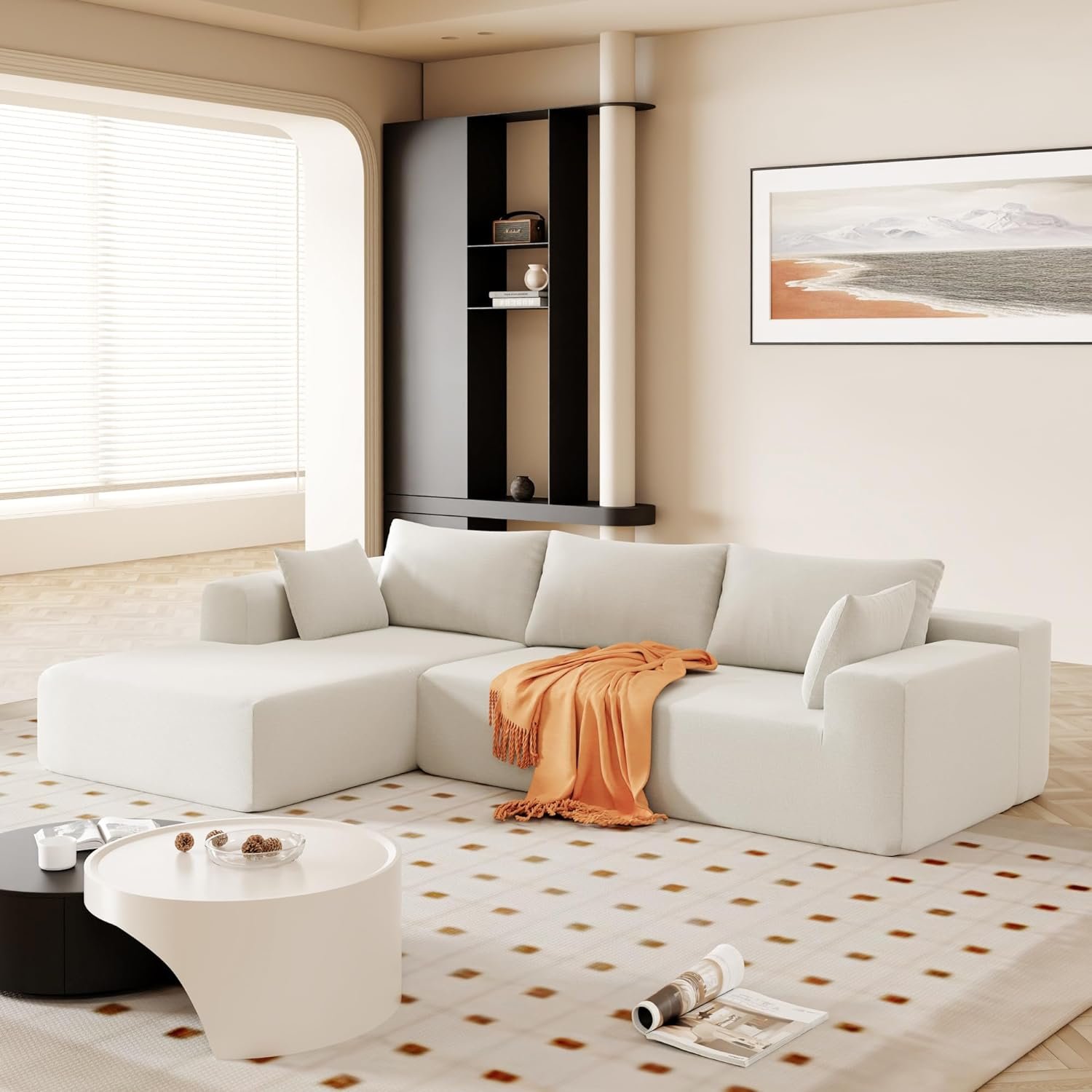 High Quality Living Room Sofas Compression Sofas Salon Beige Combination Couch Living Room I/L-Shape Sofa