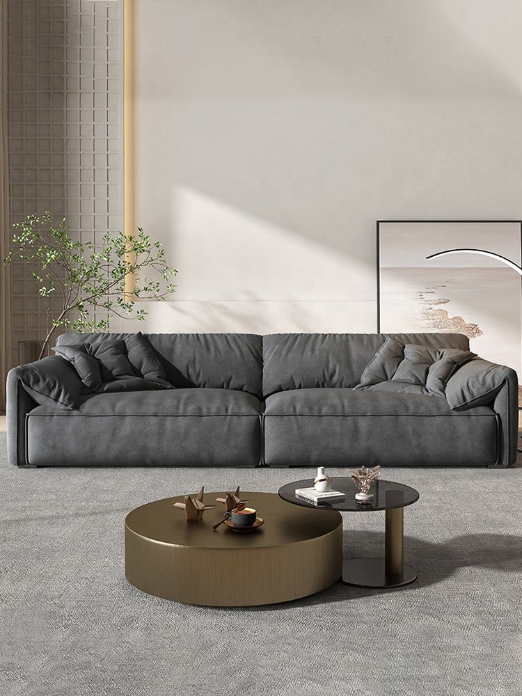 Italian Minimalist Elephant Ear Sofa Luxury Family Living room sofa Cream Style Furniture Straight Row Design Tech Cloth sofa