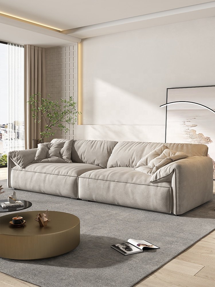 Italian Minimalist Elephant Ear Sofa Luxury Family Living room sofa Cream Style Furniture Straight Row Design Tech Cloth sofa